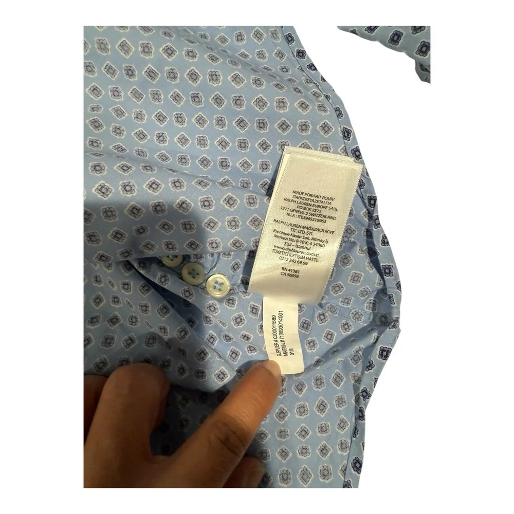Polo Ralph Lauren Men's 2XL Blue Geometric‎ Print Button Down Shirt